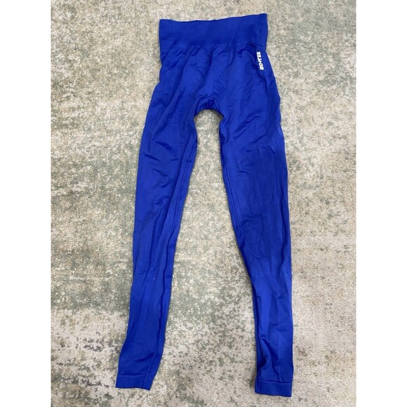 BO + Tee Blue Green High Waisted Leggings Size XS Seamless Scrunch Full Length - Picture 4 of 10